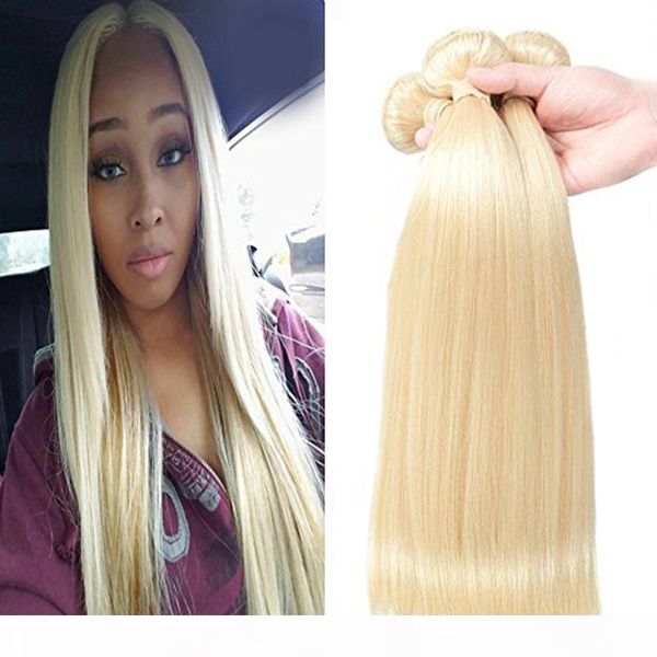 

peruvian virgin human hair extensions #613 blond hair bundles double weft straight weaves 3pcs lot grade 8a unprocessed straight hair, Black;brown