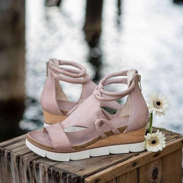 

sandals 2021 women peep toe side hollow female wedge casual solid color shoescomfortable thick bottom lady, Black