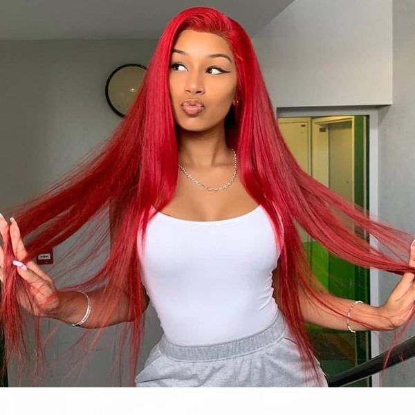 

red color 13x6 brazilian straight human hair wigs 100% remy hair wigs pre plucked lace front hair wig for women, Black;brown