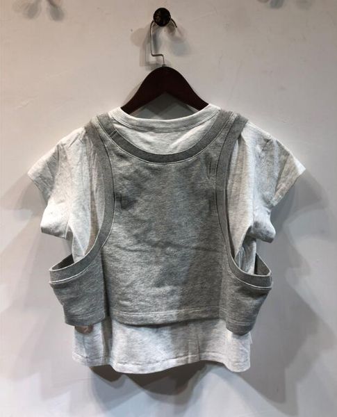 

aaw017 fake two t-shirt women sportswear suit elastic shorts a2, White