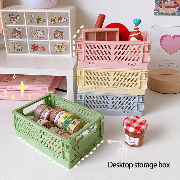 

storage baskets big foldable plastic box collapsible crate case deskholder cosmetic basket home office organizer container