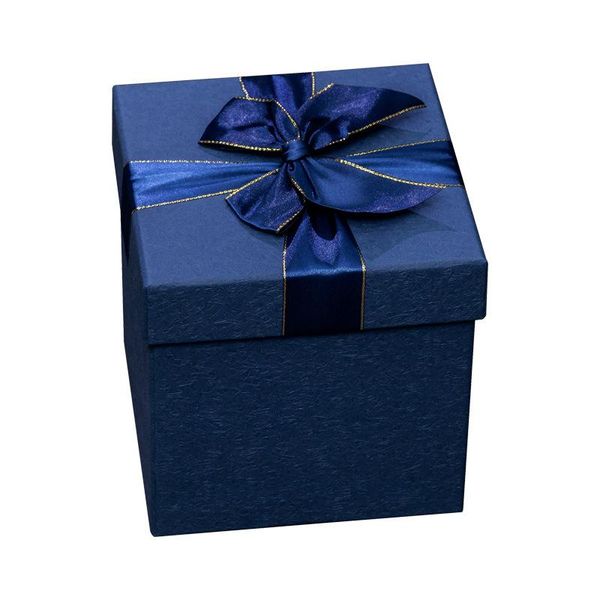 

blue bow gift box packaging square large present packing box for shaver snacs perfume facial mask comestic 1pc