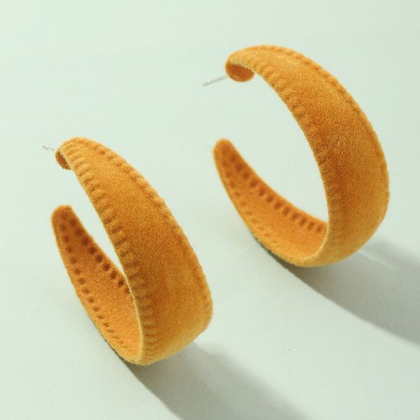 

ez3154 jewelry autumn and winter new geometric c-shaped versatile flannel multicolor earrings, Silver