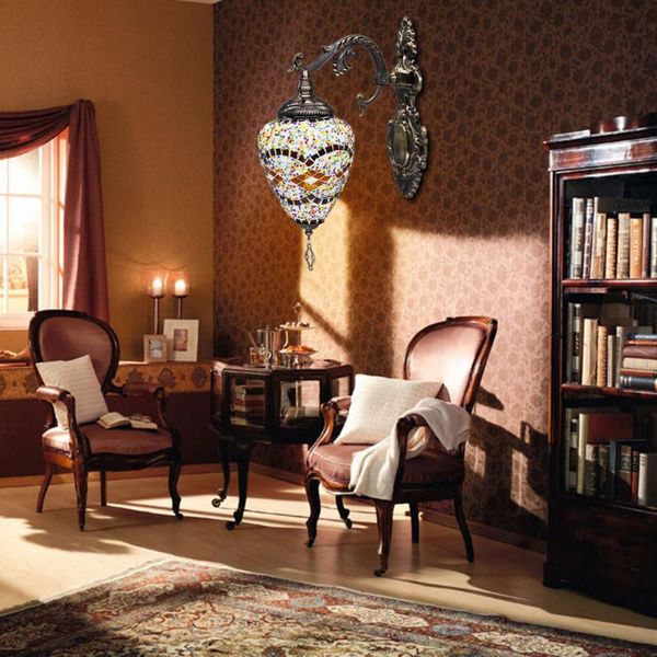 

wall lamps artpad tiffany style european minimalist stained glass bracket light retro bedroom study living room cafe decor