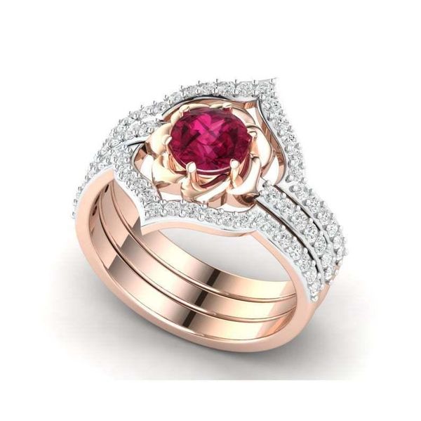 

wedding rings fashion jewelry rings, rose gold fresh rose-red zircon rings, ms ring, Slivery;golden