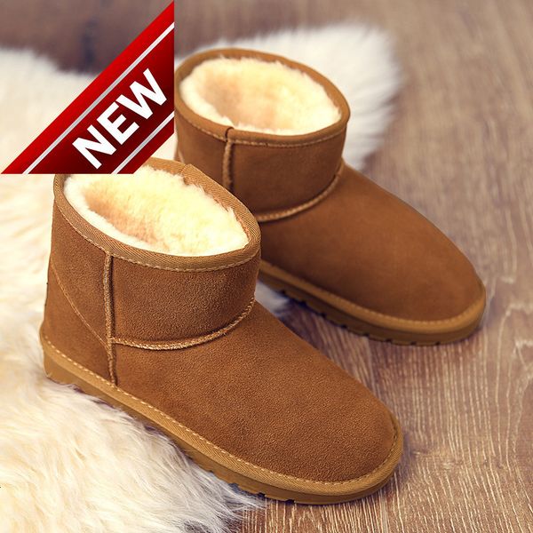 

2021 new winter leather snow couple large plush thickened cotton shoes warm and cold resistant men's short boots, Black