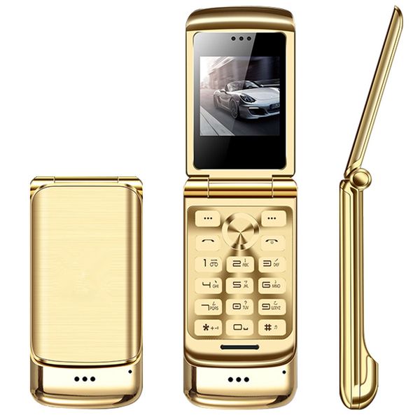 

original ulcool v9 luxury phone dual sim card super mini flip metal cell phone with 1.54 inch fm mp3 bluetooth dialer anti-lost mobile phone