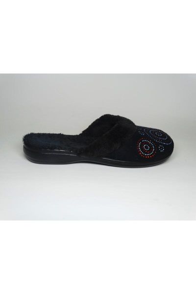 

slippers women's dark blue winter home slipper, Black
