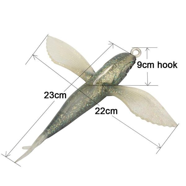 

23cm 140g blue/black flying fish-9 inch flying fish fishing lure soft sile bait saltwater fis jllrkh outbag2007