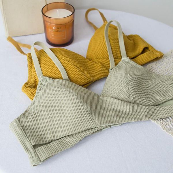 

bras sets roseheart women fashion green yellow purple lingerie wireless bra cotton panties underwear a b cut out, Red;black