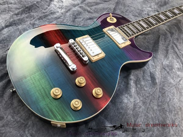 

chinese electric guitar standard mahogany body and neck flame maple 6 strings matte colourful color