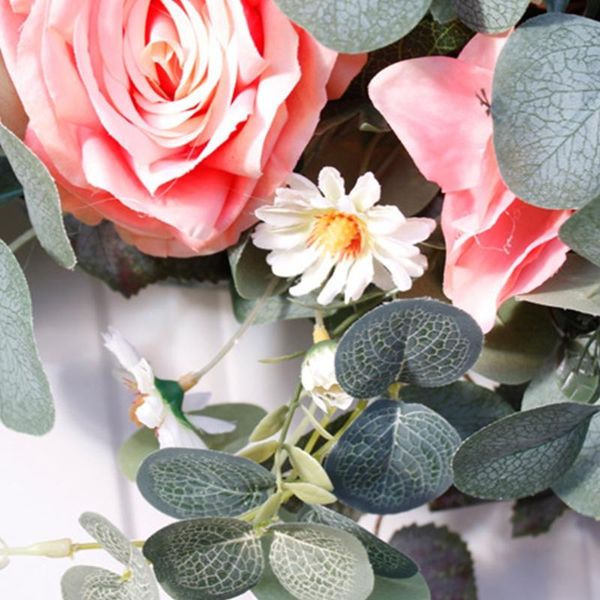 

22inch artificial roses front door wreath handcrafted wreath for home decor 72xf