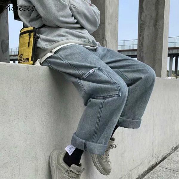 

men's jeans men pocket oversize chic jean cargo loose trousers students boys autumn comfortable casual male teenagers daily, Blue