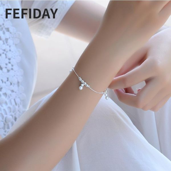 

link, chain fefiday girls trendy braided ball metal female luxury adjustable women beads bracelet ladies wholesale bracelets for, Black