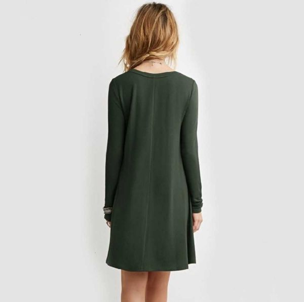 

autumn women's casual dresses splicing solid long sve loose drs color multi size, Black;gray