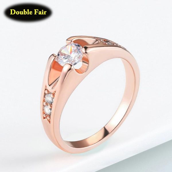 

cluster rings nobleness trendy rose gold color cubic zirconia round finger fashion crystal jewelry for women wedding wholesale dwr249m, Golden;silver