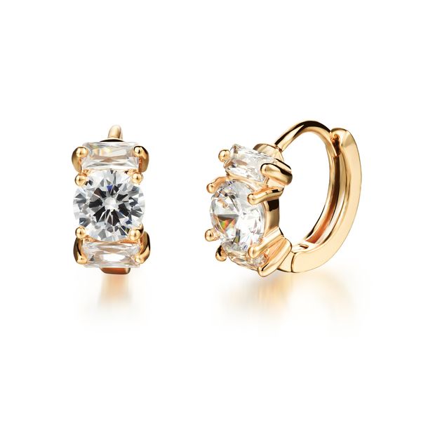 

new arrival fashion jewelry women's accessories gold plated inlaid cz diamond trendy simple hoop earrings gift for girls ske663, Silver