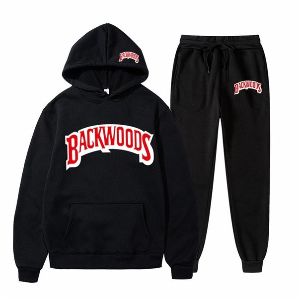 

autumn and winter sportswear men's hoodie suit backwoods plush sweater, Black