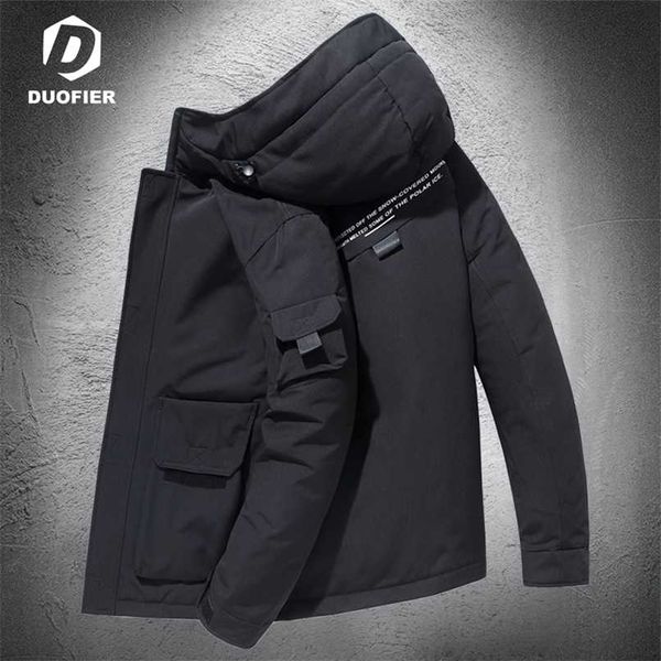 

winter jacket men puffer jacket parkas white duck down jackets hooded snow outdoor thick warm padded overcoat -20 degree 211206, Black