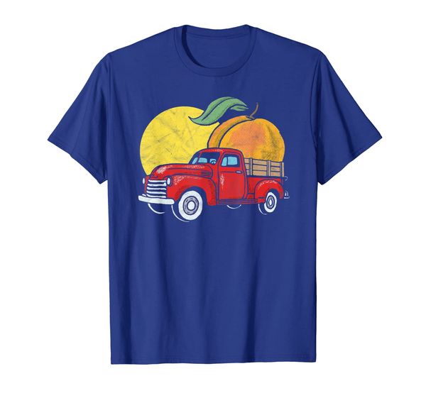 

sweet retro farm truck vintage peach lover graphic t-shirt, White;black