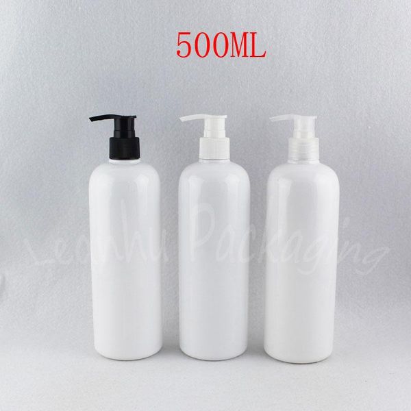

storage bottles & jars 500ml white plastic bottle with lotion pump , 500cc shampoo / shower gel packaging empty cosmetic container