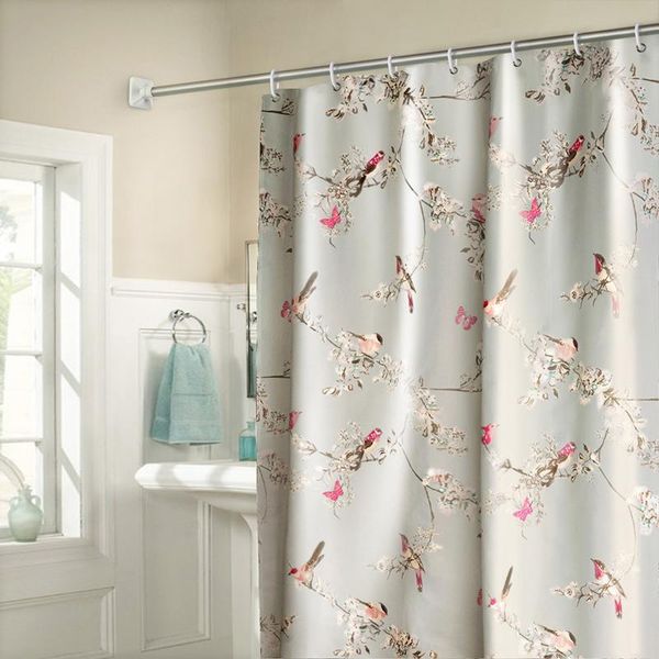 

shower curtains unique flower and bird pattern waterproof curtain for bathroom polyester with hook