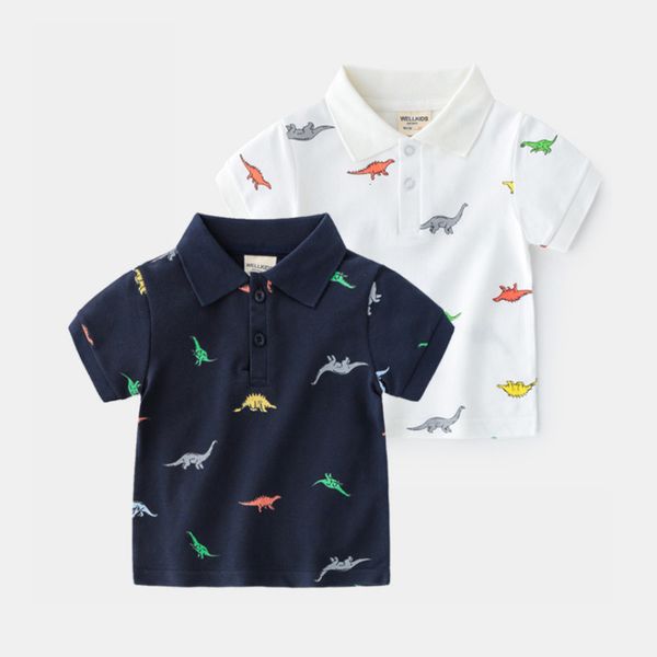 

cartoon summer boy's polo shirt children's t-shirt moisture absorption and sweat wicking cotton short sleeve, Blue