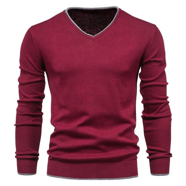 

spring and autumn new 100% cotton sweater men's knit shirt solid color long sleeve pullover youth v-neck sweater, White;black
