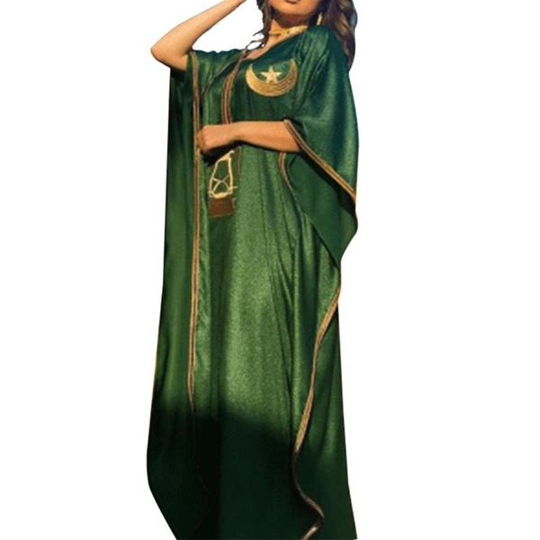 

ethnic clothing women loose dolman sleeve casual maxi long dresses bat prom muslim fashion sort moon printed vintage dress, Red