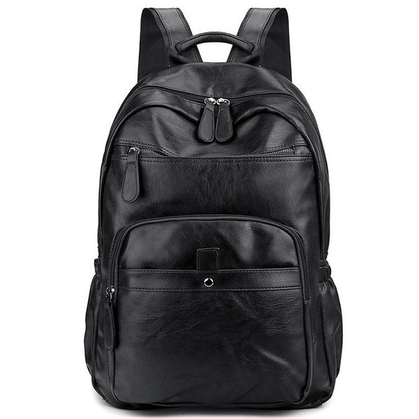 

backpack men backpacks leather pu fashion lapcsaual male young for school teenagers