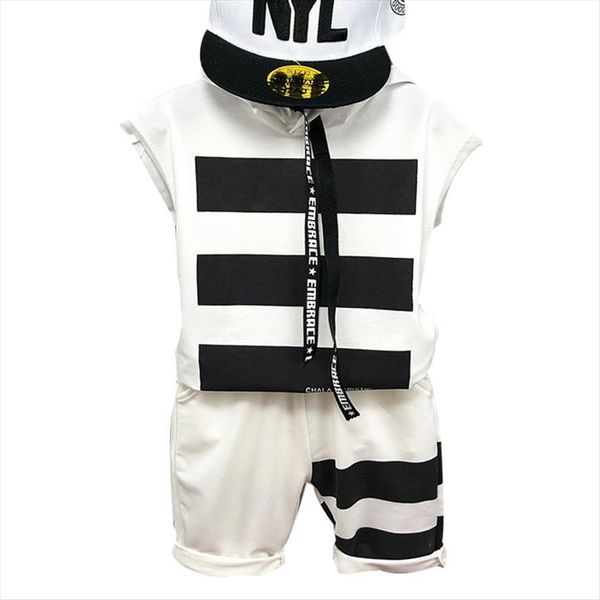 

toddler boys clothes sets summer striped children sports suit kids for baby 2 3 4 5 6 7 year, White