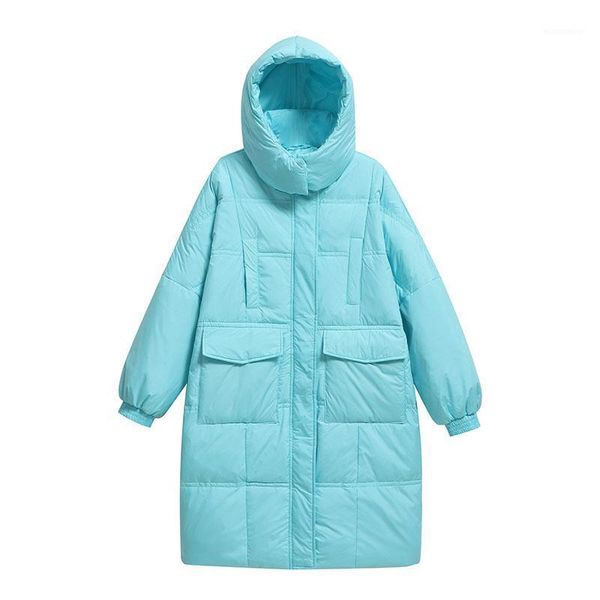 

women's down & parkas coat 2021 fashion large size hooded women jacket winter medium long white duck solid color nbh259, Black