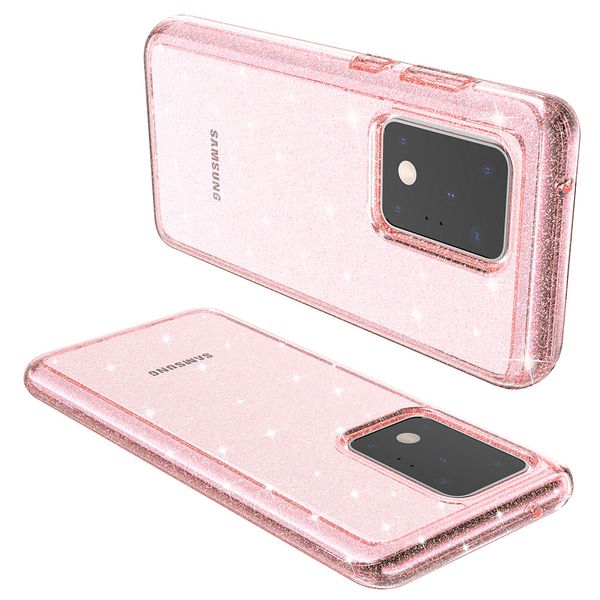 Armadura híbrida Clear Glitter Capas telefônicas para Samsung Galaxy S20 Ultra Plus Marca de Luxo Capa Hard Cover para Meninas Acessórios para Mulheres