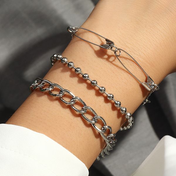 

bz1266 personalized punk style bead trend pin bracelet 3, Silver