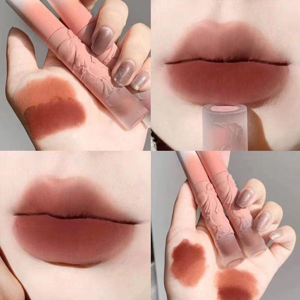 

lip gloss orange 6 colors retro velvet matte lipstick comestic waterproof long lasting silky lipgloss red makeup tslm2