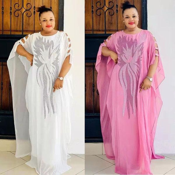 Ethnische Kleidung Afrikanische Chiffon-Kleider für Frauen Dashiki Langes Maxikleid Plus Size Robe Damen Traditionelle Fee