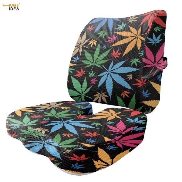 

hugsidea leaves pattern home back and seat cushion gift mom dad soft memory cotton waist protector suooprt massager