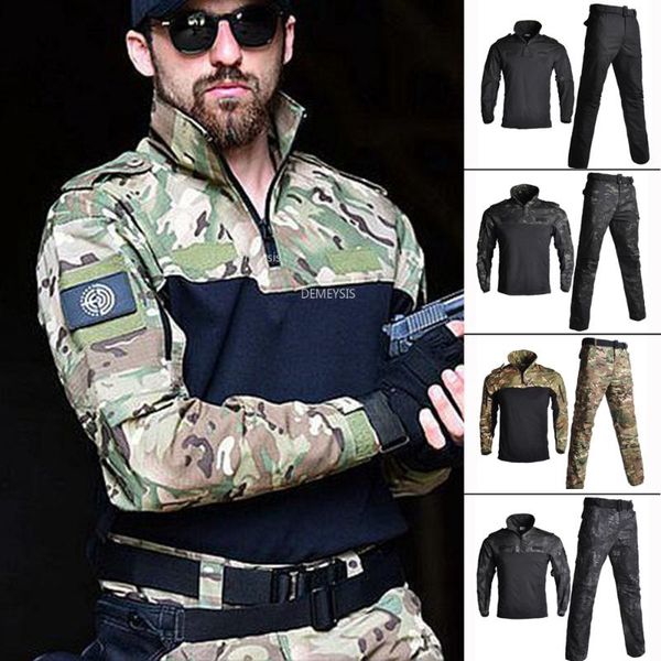 

uniform camouflage tactical suit men army special forces combat shirt + pant set militar soldier training clothes, Camo