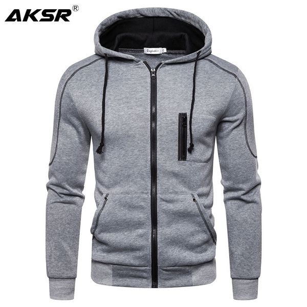 

aksr men hoodies cardigan sweatshirt zipper streetwear hip hop one piece hoodie sports plain hoodie hooded sweatshirts sudadera 201128, Black