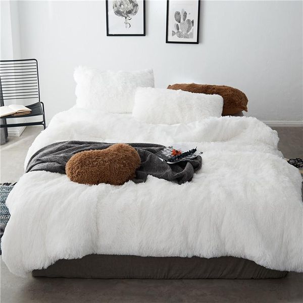 

bedding sets luxury plush shaggy duvet cover set multi solid color twin full/ 4/7pcs beed sheet pillows for winter soft warm