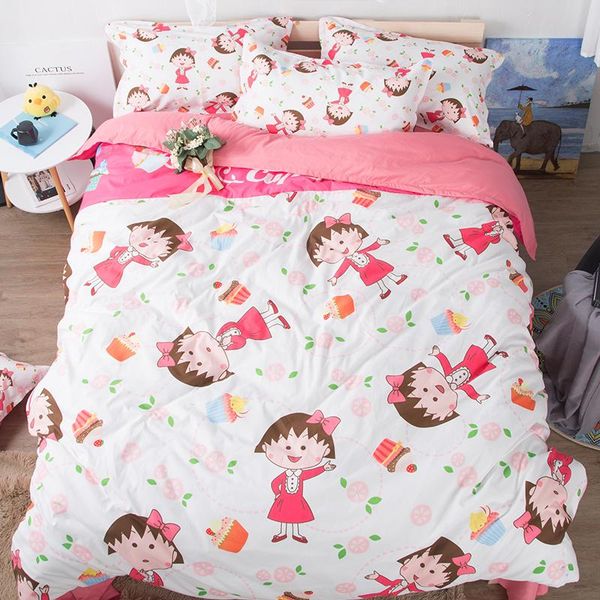 

bedding sets cute cherry pellets bedclothes pink white 3pcs comfortable duvet cover quilt pillow cases for girl