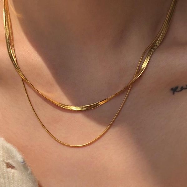 

chains snake chain women's neck gold necklaces for women necklace multi-level golden silver color choker jewelry