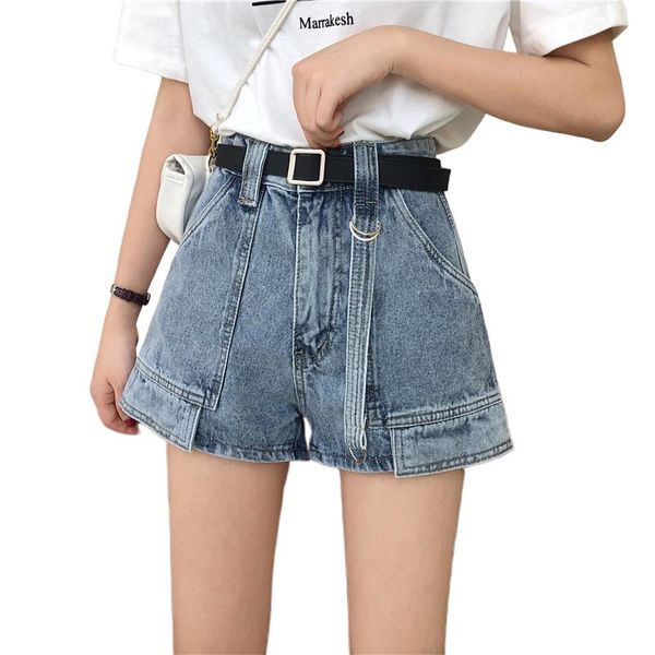 

women's shorts jean women straight loose summer korean-style high waist slim fashion casual denim, White;black