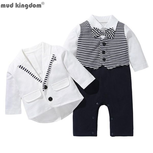 Установки одежды Mudkingdom Baby Boy Moil Genleman Outfits с длинным рукавом рубашка и костюм для одежды для детей одежда галстук бабочка мальчики куртка 2 шт.