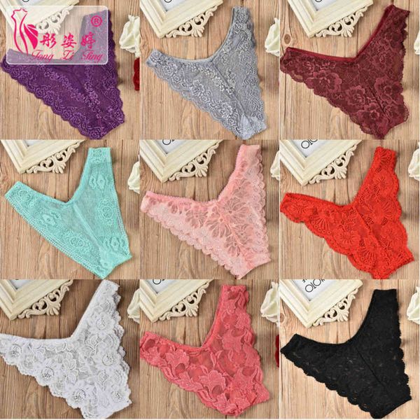 

underwear low waist lace triangle t-pants, Black;pink