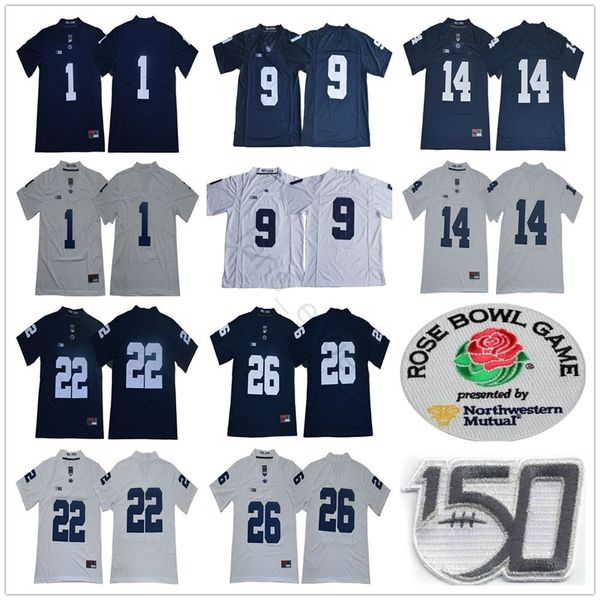 

ncaa penn state nittany college #1 kj hamler 14 sean clifford 22 john cappelletti 26 saquon barkley 9 trace mcsorley 150th football jerseys, Black;red