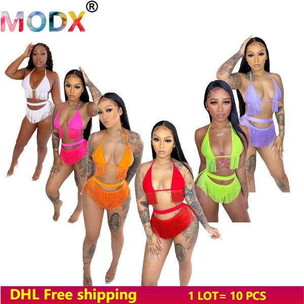 

women's swimwear summer women bikini sets swim two piece tassel bra+bottoms hollow out bathing suits clothing 5368, White;black