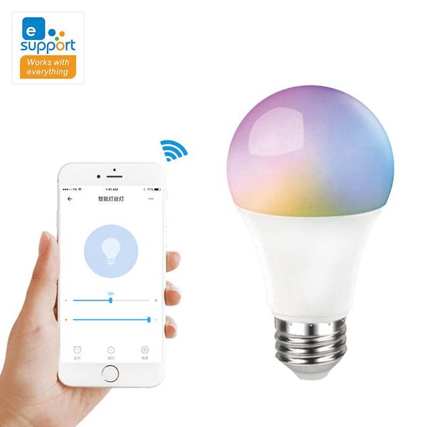 

ewelink app dimmable rgb bulb wifi smart light bulb cold warm white light led lamp 806lm compatible with alexa google 85-265v