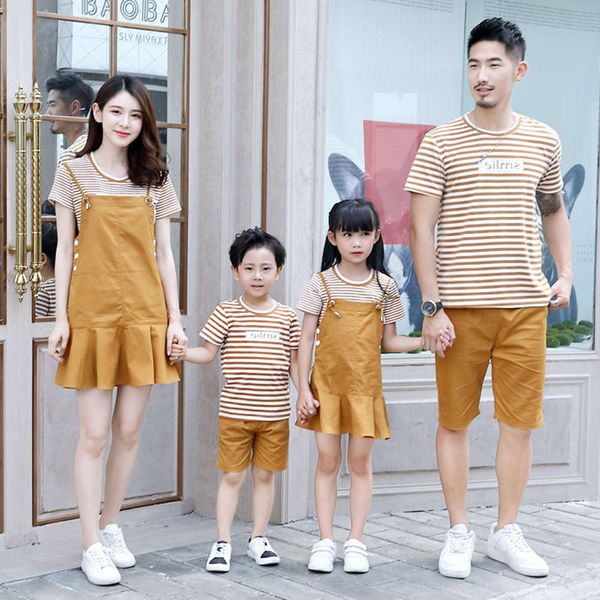 

parent child summer clothing 2021 new home decoration for a family of three or four mother daughter t-shirt suit fashion, Blue