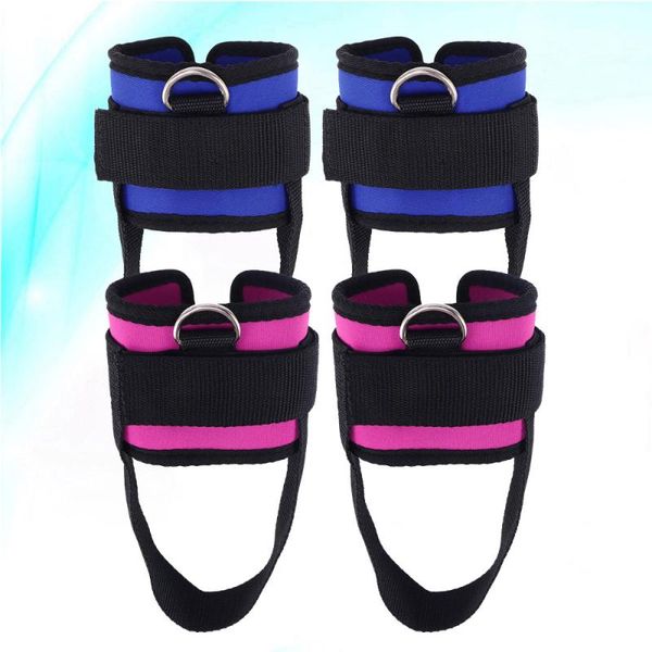 

4pcs sport ankle strap padded wrap d-ring ankle cuffs for gym workouts cable machines buand leg weights exercises (rosy, blue, Blue;black
